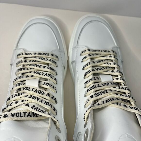 Zadig and Voltaire High Flash Calfskin Sneakers, Red Lightening Bolt, 7, NIB - Picture 13 of 14